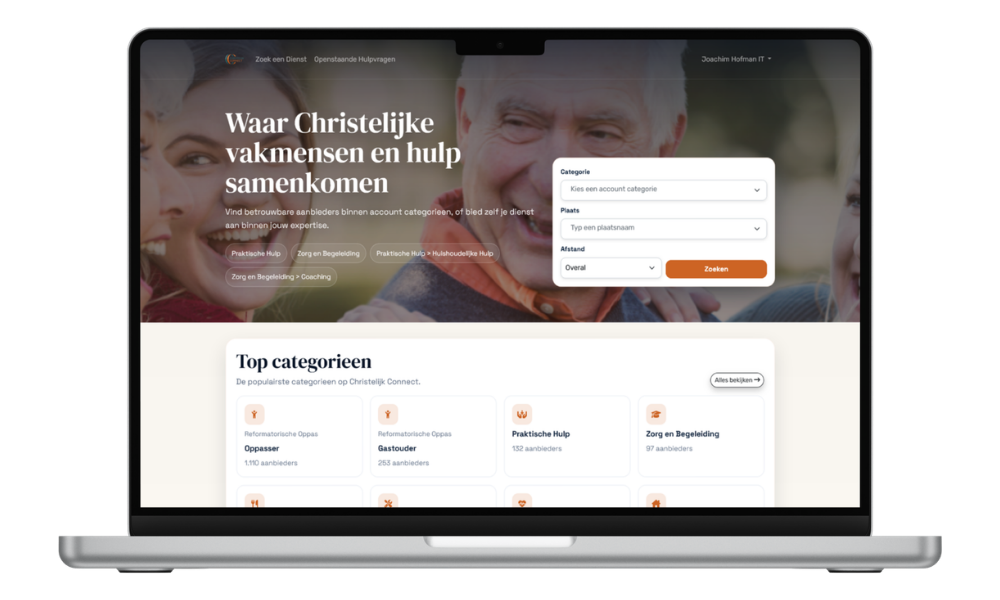 Screenshot van de Christelijk Connect community website