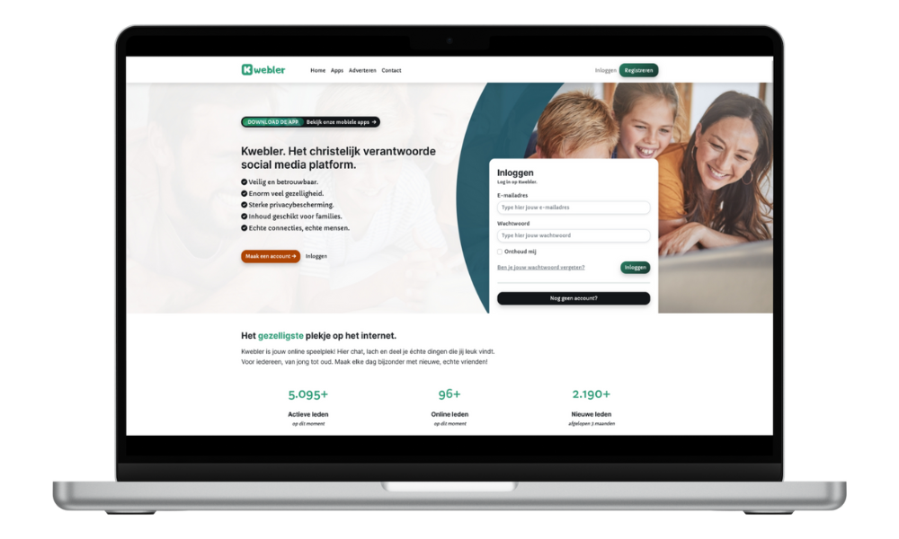 Screenshot van het Kwebler community platform