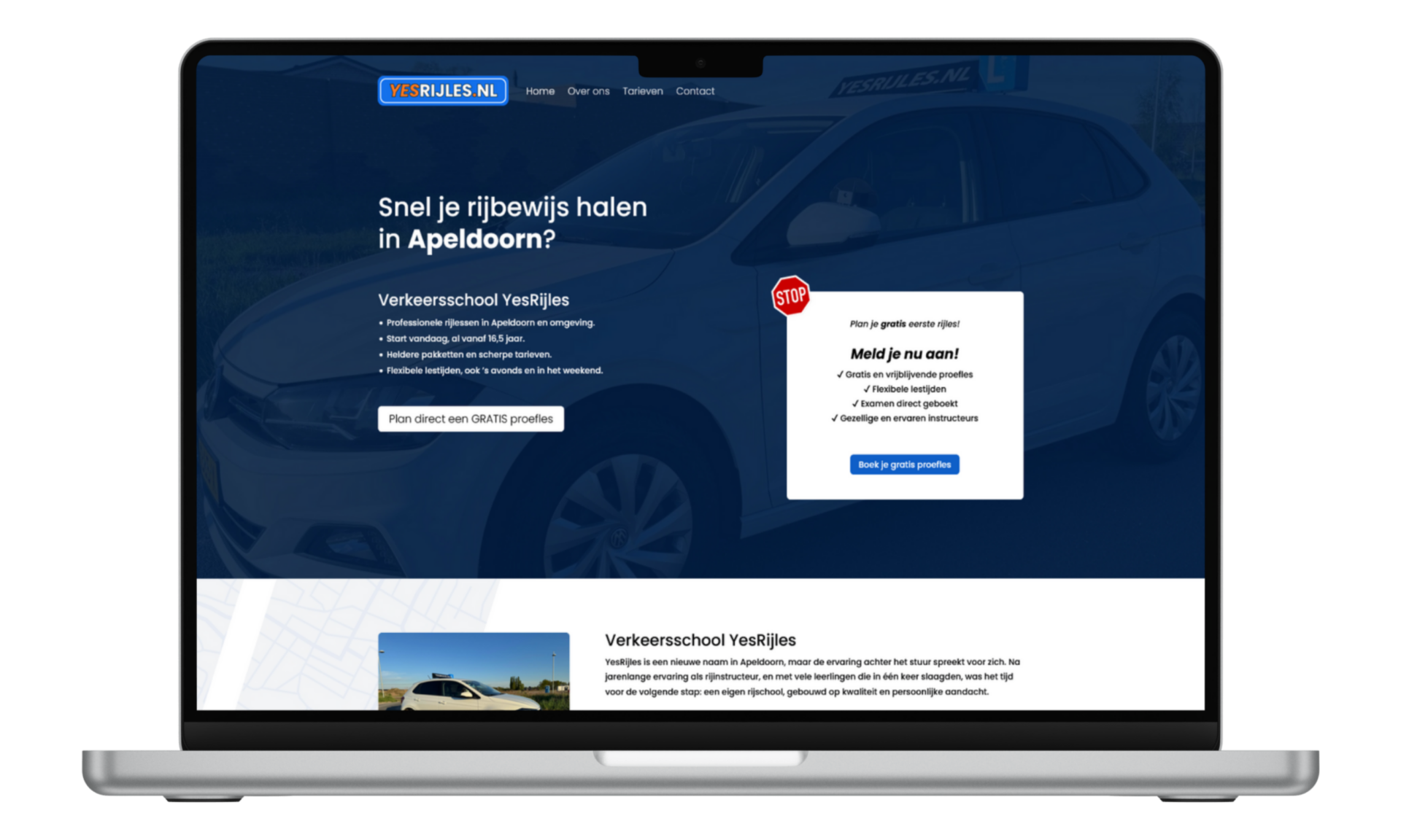 Screenshot van de YesRijles website